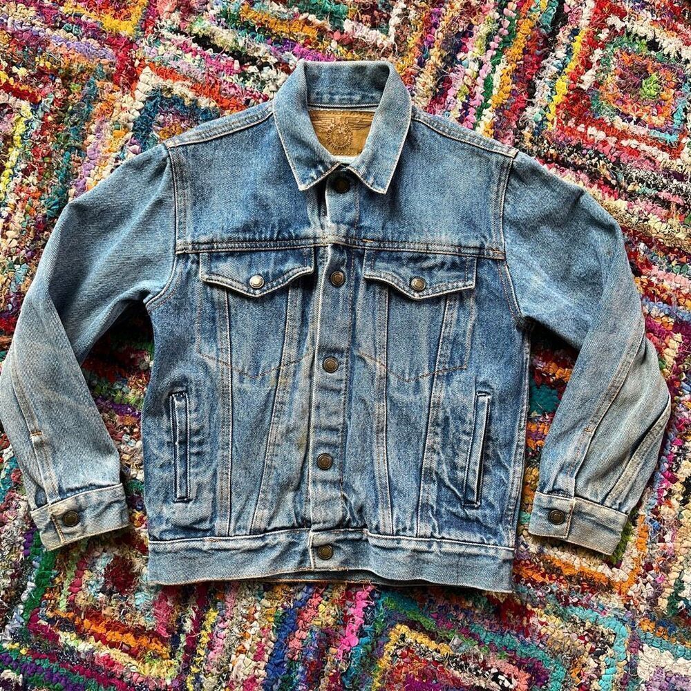 VTG Kids Denim Jacket Cropped Distressed Trucker 90s Grunge 17x19